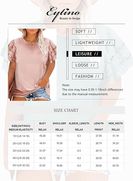 EYTINO WOMENS PLUS SIZE CASUAL SUMMER ROUND NECK HOLLOW OUT RUFFLE SHORT SLEEVE T SHIRTS TOPS,2X GREEN 109