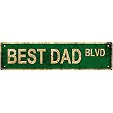 BEST DAD BLVD FATHERS DAY Metal Tin Street Sign Bar Cafe Garage Cave Home Room Wall Bathroom Farmhouse Garden Porch Patio Decor, 16 x 4 Inch