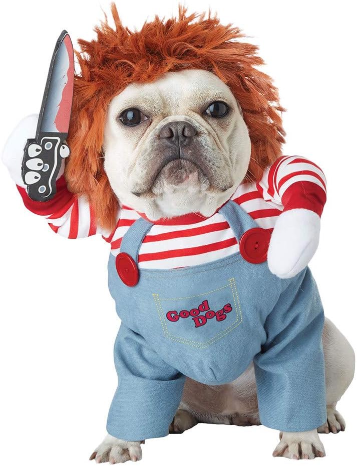 Esfd2c Deadly Doll Dog Costume Halloween Costumes For Dogs Adjustable Dog Cosplay Costume Dog Clothes Funny Lethal Doll Wig Pug Dog Party Clothes Christmas Costume M Amazon Ca Pet Supplies