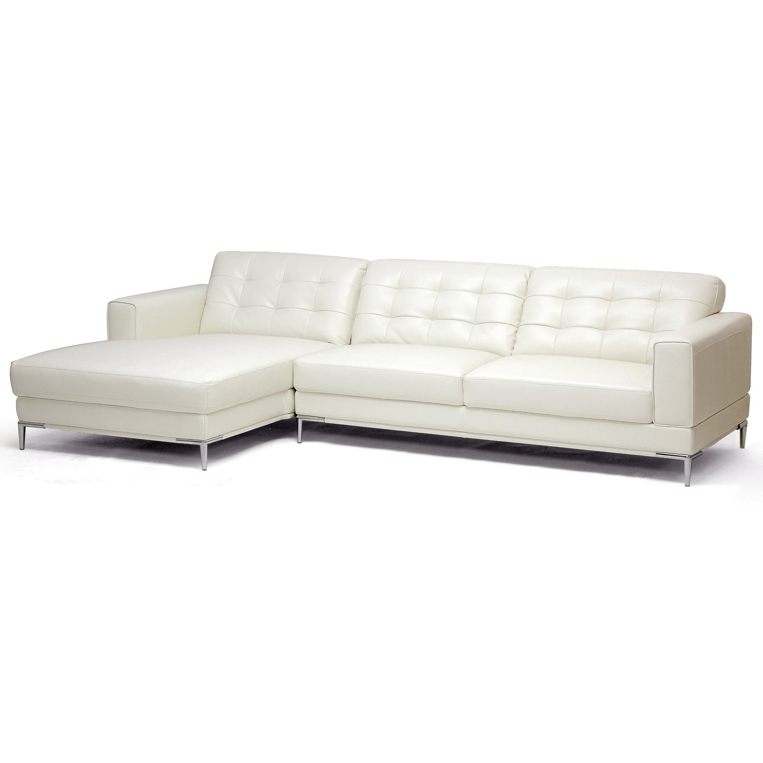 Amazon Baxton Studio Babbitt Ivory Leather Modern Sectional