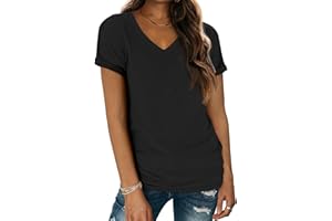 ATHMILE T Shirts Short Sleeve V Neck Tees for Women Fashion Tops Trendy Lightweight Casual Summer Outfits Clothes 2025 Beach