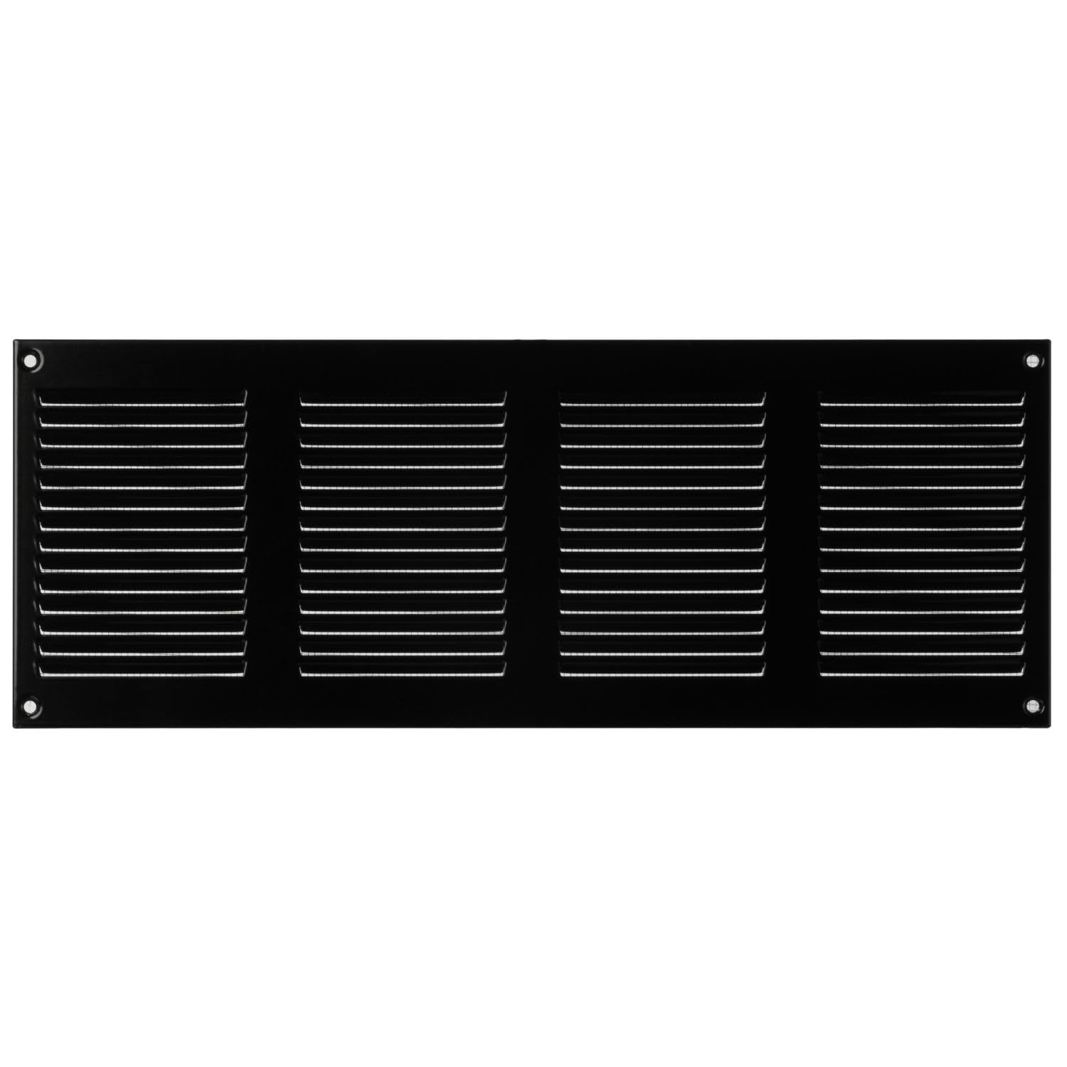 Steinberg14 Black 400x150mm Metal Air Vent Cover with Insect Mesh - 16x6 inch Ventilation Grille - Air Vent Register for Walls and Ceilings - Ventilation Cover for Outdoor and Indoor
