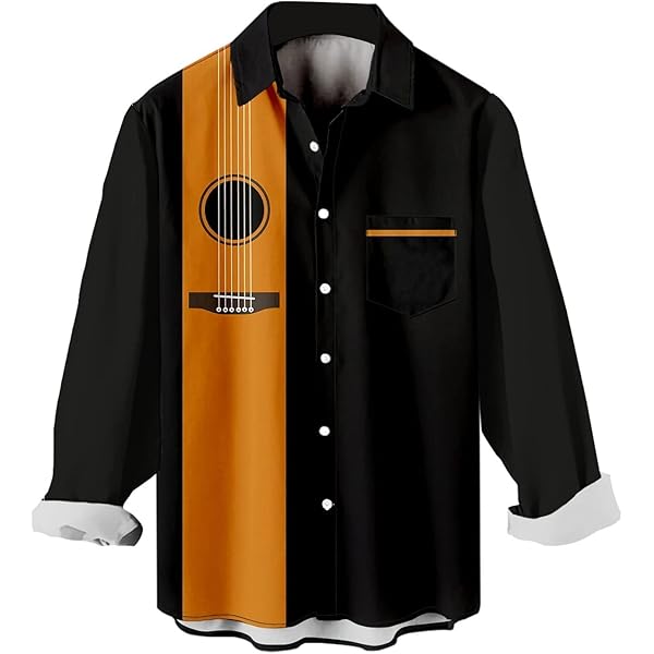 Amazon.com: Bowling Shirt for Men 1950's Classic Button Down Retro