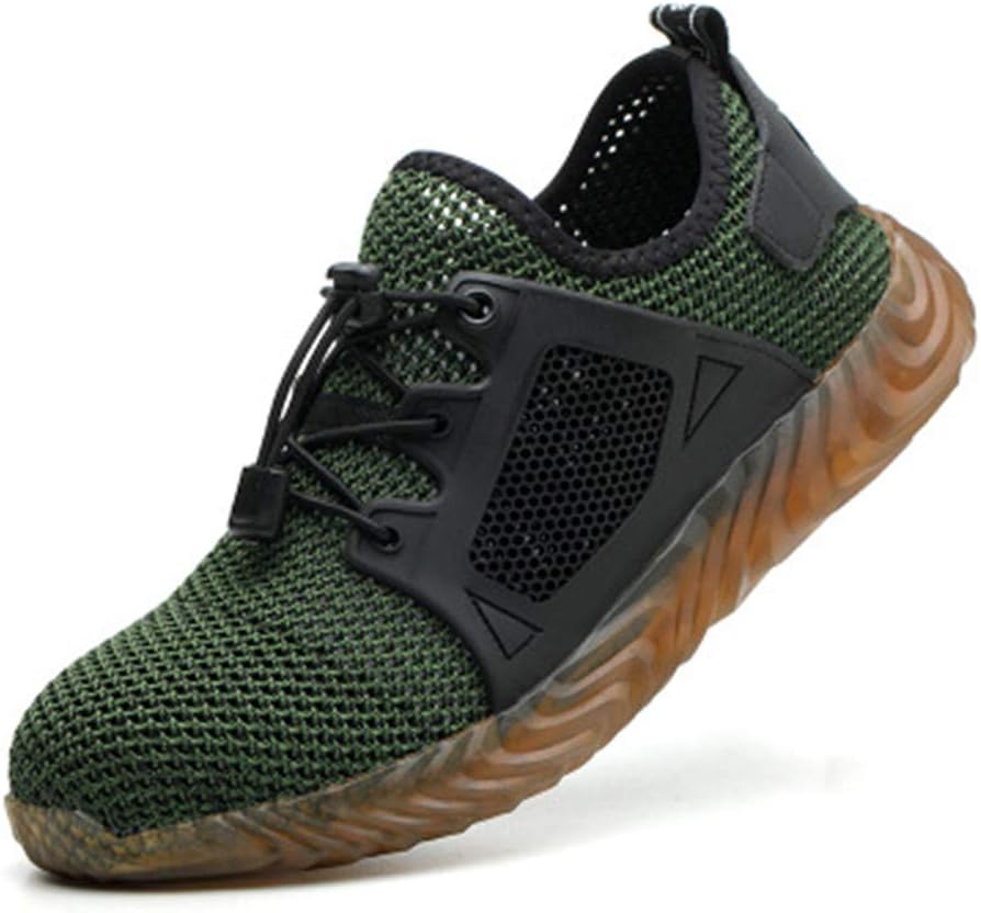 Men's Steel Toe caps Anti-Smashing Anti-Piercing Summer Deodorant Breathable Lightweight wear-Resistant Safety Boots Anti-Puncture Work Shoes Breathable Shoes Green