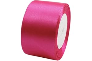 POPOYU Rose Red Wide Satin Ribbon for Gift Wrapping 2 inch,25 Yards Continuous Ribbons Roll,Christmas Gift Ribbon Thick Solid Color Fabric Ribbon for Crafts,Wedding Car,Hair Bow Making,Wreath,Bouquet