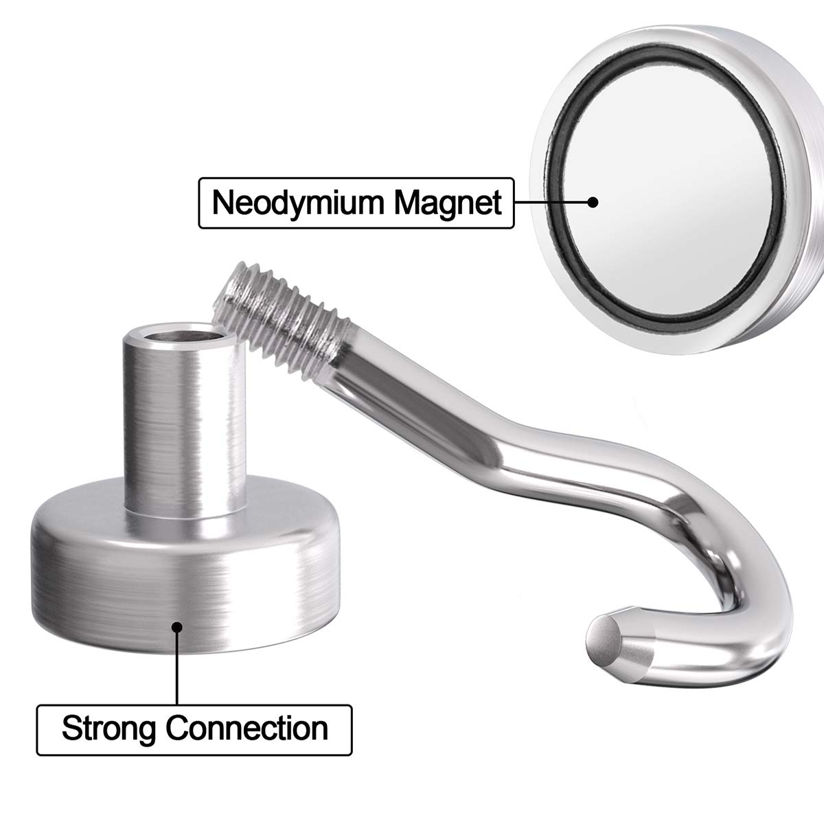 Magnetic Hooks, Makone 12 Pound Heavy Duty Neodymium Hanging Mighty Magnetic Hooks D16 (10 Packs)