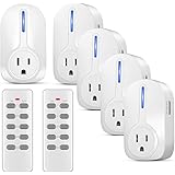 Wireless Outlet Switch with Remote Control - Wirelessly Turn Power On Off Wireless Electrical Outlet Plug for Household Appli