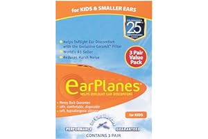 Original Children's EarPlanes by Cirrus Healthcare Ear Plugs Airplane Travel Ear Protection 3 Pair BONUS VALUE PACK