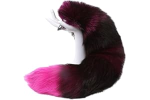 Butt Plug Fox Tail, Artificial Handmade Dyed Silver Fox Rose Tail Detachable Multi-Function Fur Anal Plug Sexy Adult Toy Butt