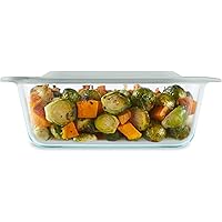 Pyrex Deep Glass Baking Dish with Plastic Lid, Deep Casserole Dish, Glass Food Container, Oven, Freezer and Microwave Safe, C
