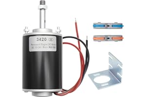 MAKERELE High Torque DC Motor 12V/24V 30W - 3500/7000RPM Permanent Magnet Electric Motor with Cable Connector and Mount, for DIY Generator (CW/CCW, XD-3420 Type, Threaded Shaft)