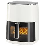 OLIXIS Air Fryer 6 Quart with Window Square Air Fryer 12-in-1 Air Fry, Roast, Reheat, Dehydrate, Bake, Steam, Fries, Custard, Chicken, Wings, Sea Food, Vegetabels,400F, White