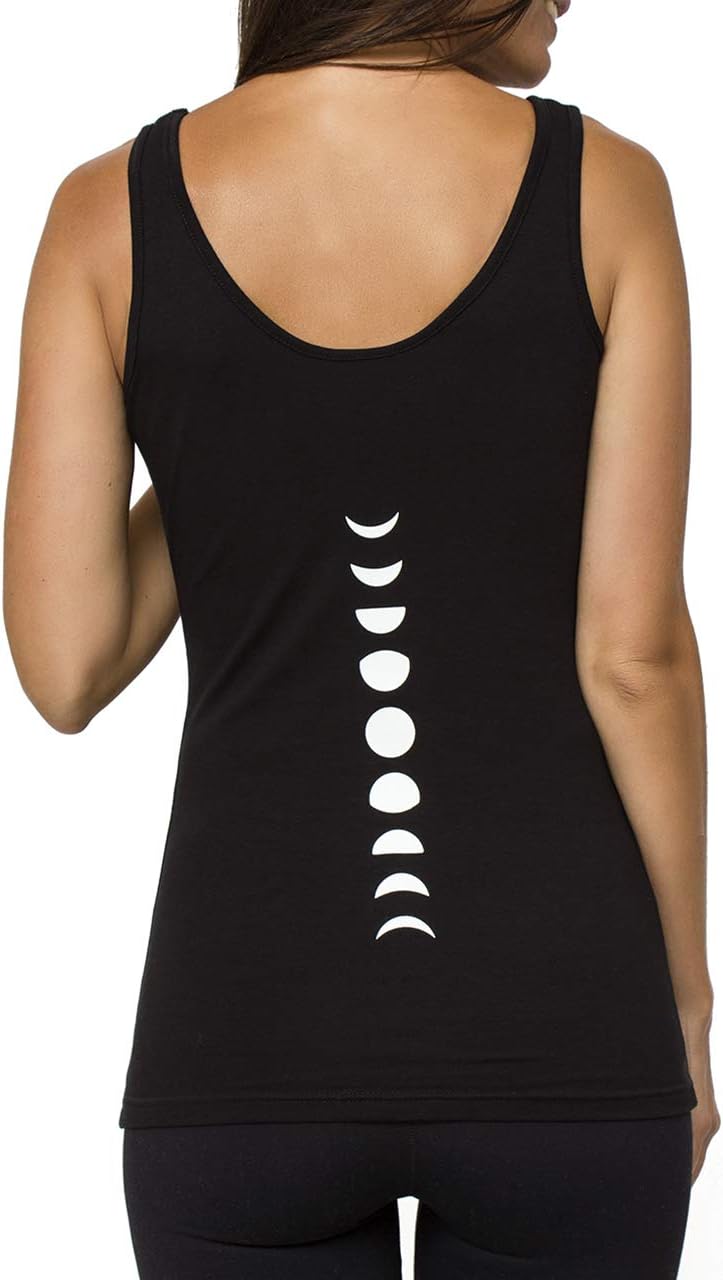 TREELANCEOrganic Cotton Yoga Workout Tank Top Moon Phases Shirts Tops Tees Tanks for Women