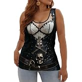 THE PIRATE KING Women's Summer Tank Tops Pirate Knight Skull Sexy and Funny Print Slim Crewneck Sleeveless Top Vest
