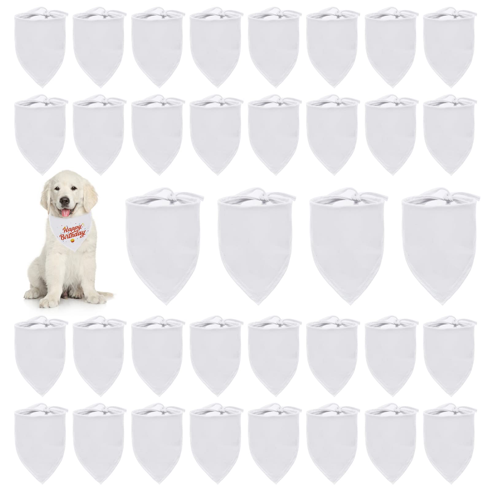 HACRAHO Blank Dog Bandanas, 36 PCS Solid Pet Triangle Scarf White DIY Triangle Dog Bandana for Small Medium Large Dogs
