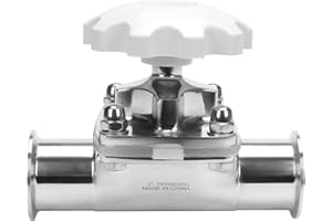 DERNORD Sanitary Diaphragm Valve Silicone Seal Stainless Steel 316L, 2" Tri Clamp Valve (2 inch Tube OD)