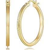 PWQIEE 14K Gold Earrings for Women Gold Hoop Earrings for Women Hoops Earring for Womens Hoops Refined and Undeniably Chic Hoop Earring for Womens 30mm