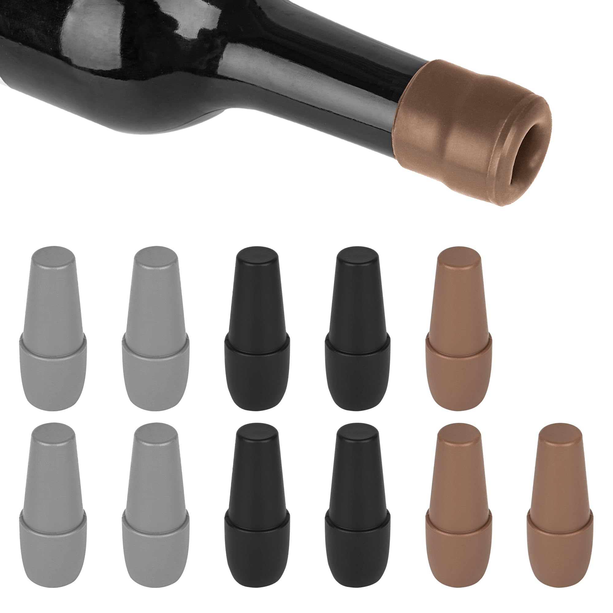 Photo 1 of 12 Pcs YiRayon Wine Bottle Stopper Reusable Silicone Unbreakable Sealed Wine Stopper Wine Corks Beverages Beer Champagne Red Wine Bottle Covers to Keep Wine Fresh
