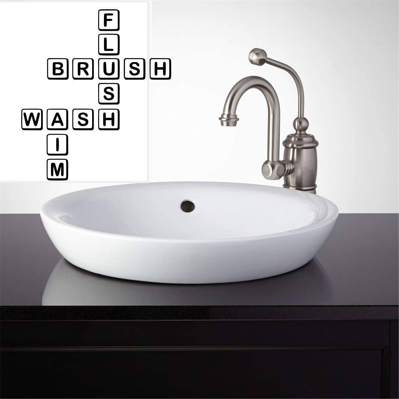 Amazon Com Ceciliapater Bathroom Rules Scrabble Children S Decals Brush Wash Bathroom Accents Vinyl Wall Decal Sticker Bubble Bath Decor Bathtub Soak 13 X 15 Home Kitchen