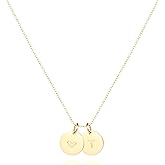 QXTX Tiny Initial Heart Necklace,Dainty Personalized Letter Heart Necklace for Women,18K Gold Plated