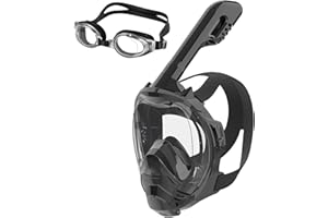 ForShine Full Face Snorkel Mask,Snorkel Mask with Detachable Camera Mount,180 Degree Panoramic View Anti-Leak Anti-Fog Snorkel Gear for Adults & Kids