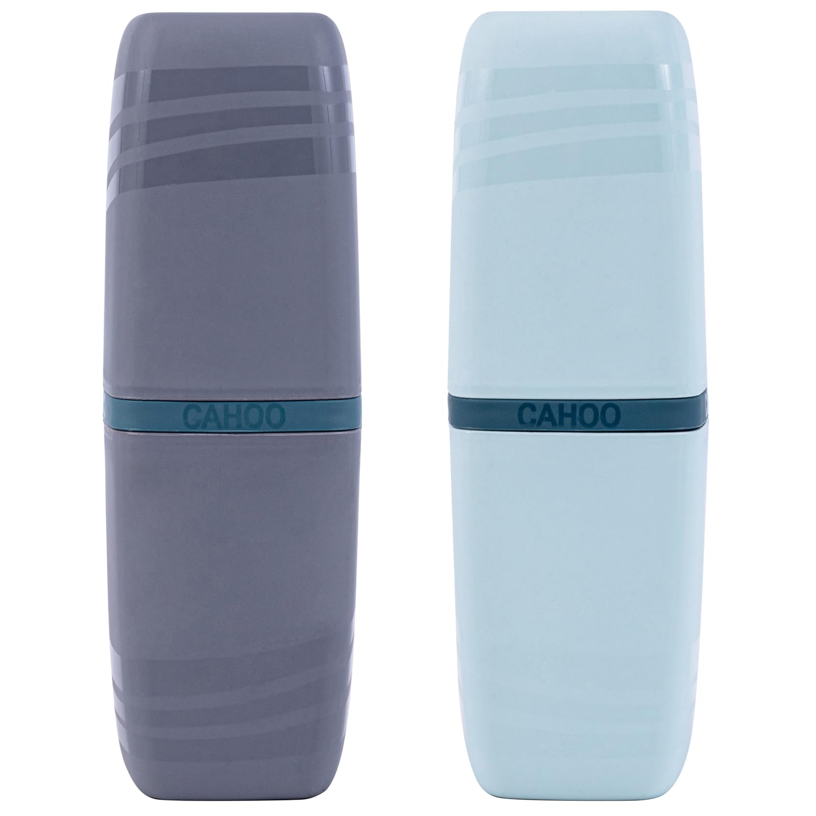 2 Pcs Travel Toothbrush Case and Carrier, Plastic Portable Business Trips Wash Cup Holder Organizer for Trips and Daily Use (Grey+Grey green)