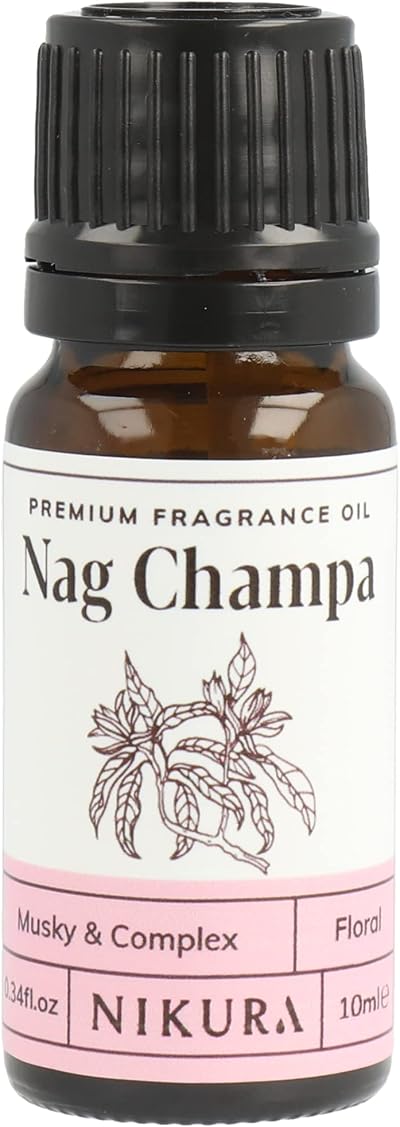 Nikura Nag Champa Fragrance Oil 10ml - Vegan UK Made for Diffusers Candles Soap