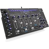 Pyle 6 Channel Mixer DJ Controller with Bluetooth, Professional Sound Digital Mixing System with LED Illumination, Slider Controls, Speed Control, 10 Band Equalizer 5U Rack Mount System - PYD1964B.5