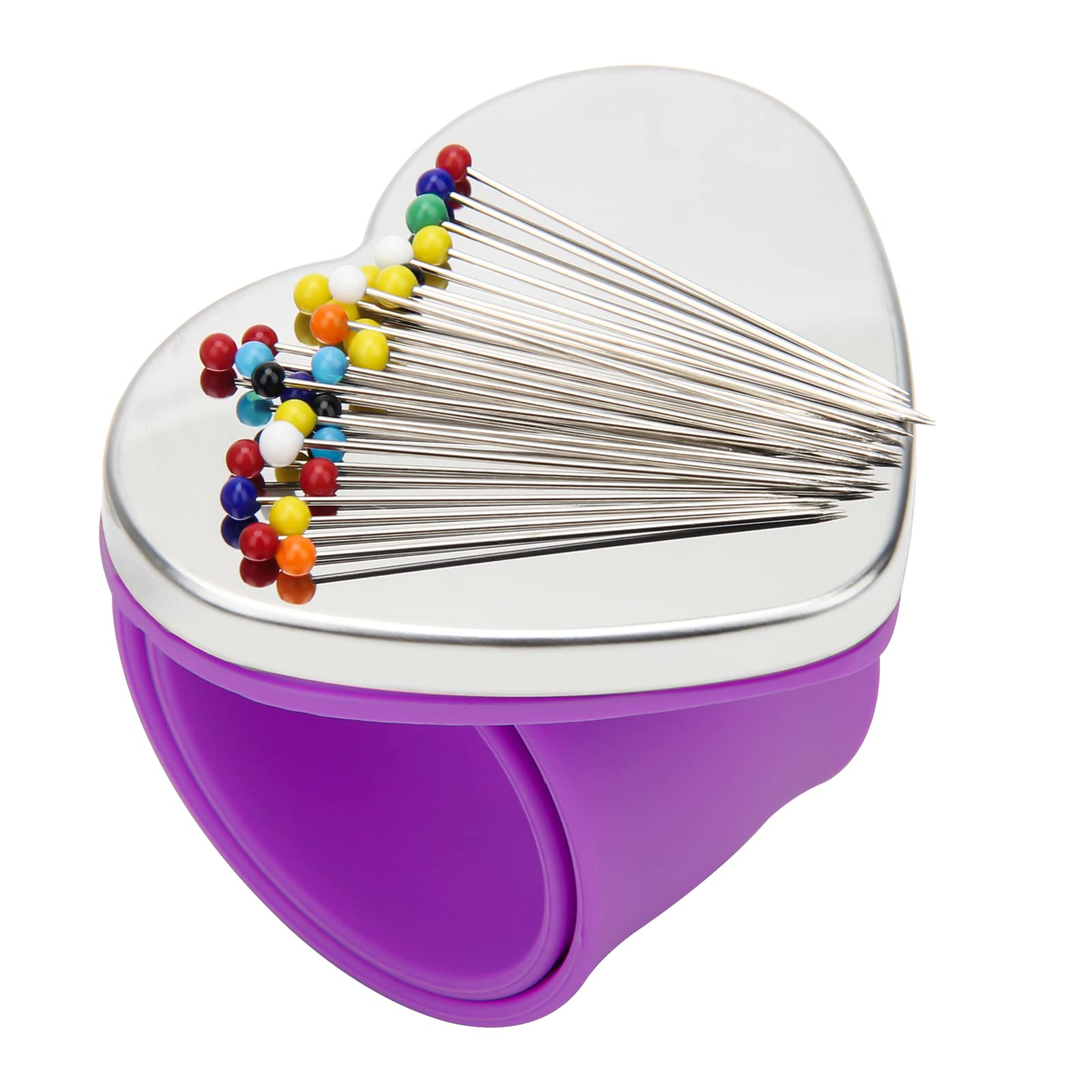Magnetic Wrist Sewing, Portable Arm Pin Cushion Magnetic Pincushion with Wristband for Sewing Collection, Hair Stylists, and Quilting (Purple)