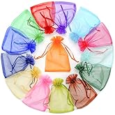 ATCG 50pcs 8x12 Inches Large Sheer Organza Drawstring Pouches Wedding Party Makeup Favor Present Bags (Assorted Colors)