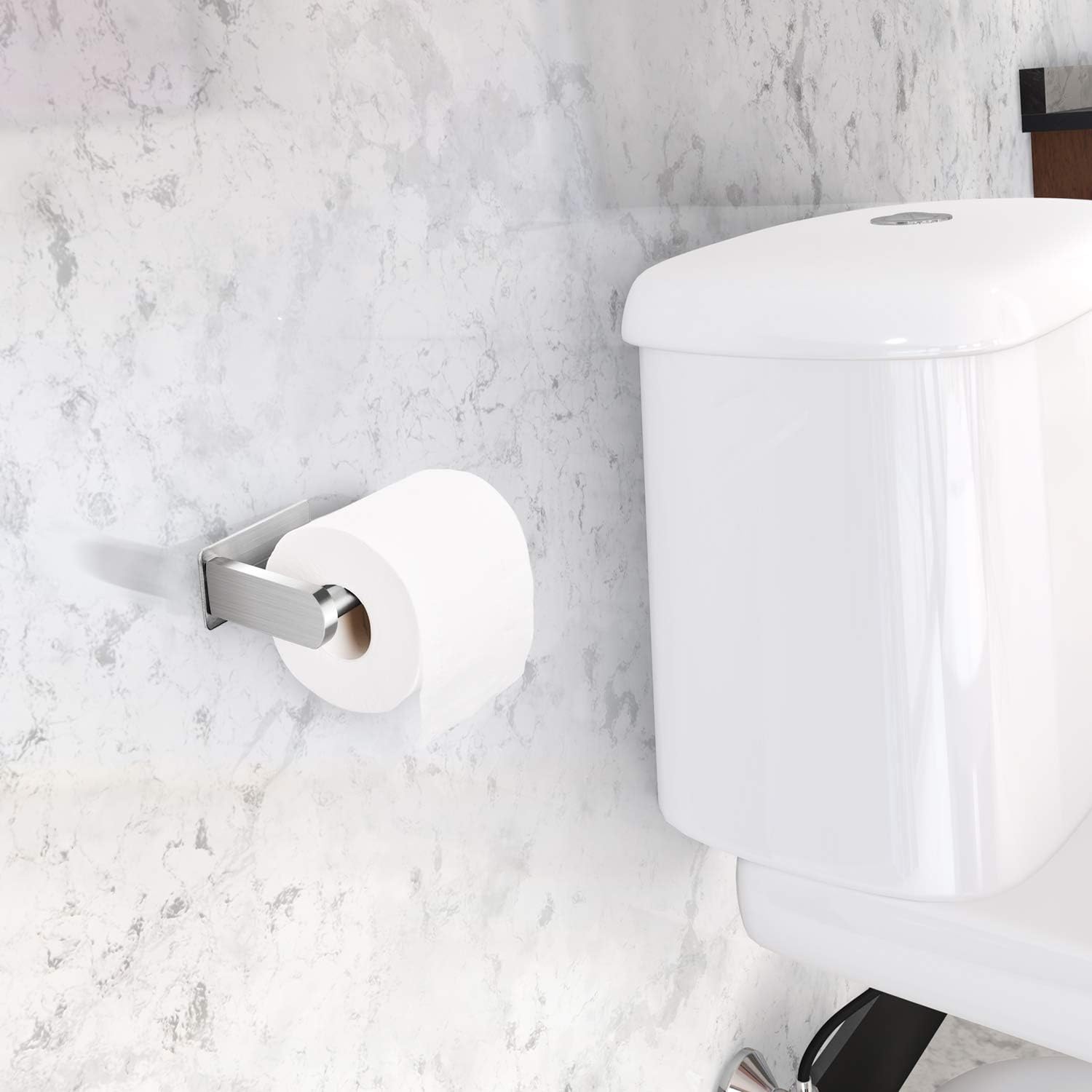 FRCAMI Self Adhesive Toilet Paper Holder, Brushed Nickel Toilet Paper Roll Holder SUS304 Stainless Steel for Bathroom Kitchen: Home & Kitchen