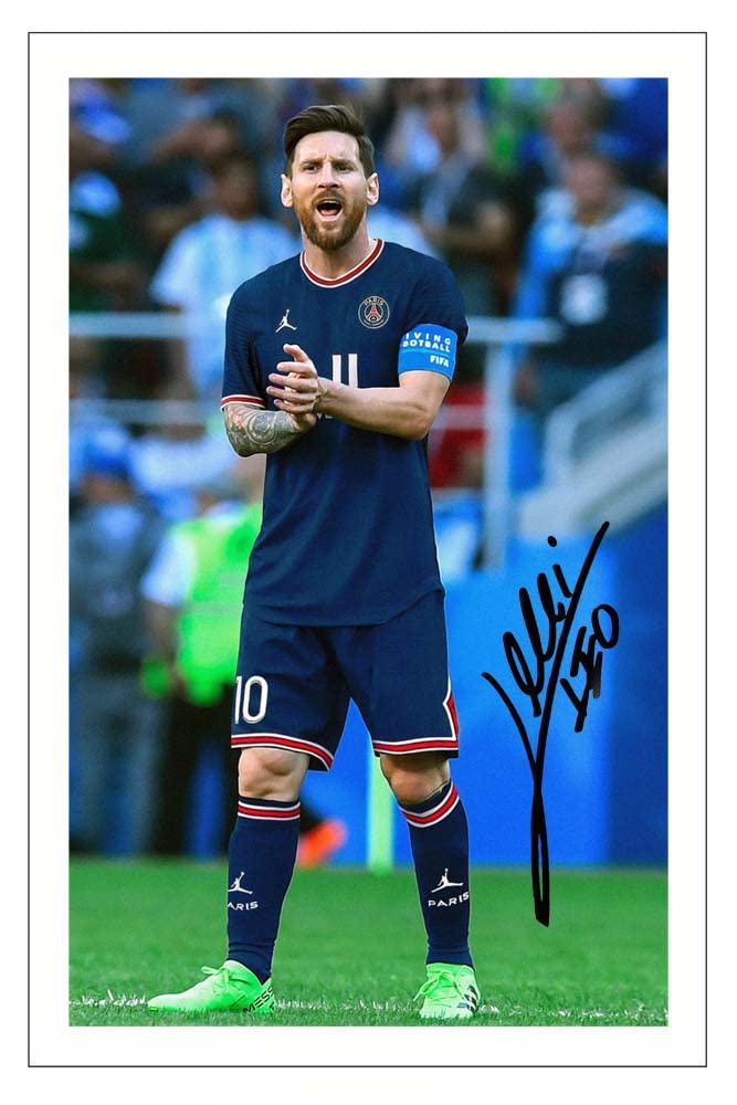 Lionel Messi Signed Photo Print Pre Printed Signature Paris St Germain PSG Autographed Picture