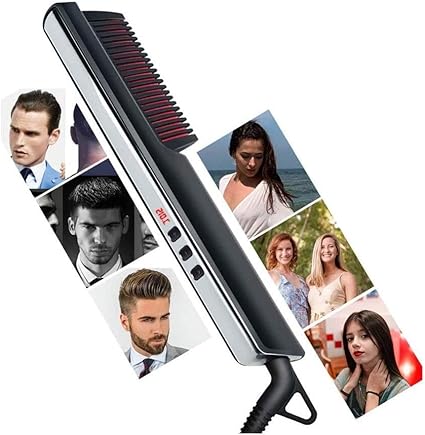 Amazon Yl ストレートヘアアイロンブラシ イオン電気縮毛矯正くし 6温度設定 アンチ火傷ledディスプレイ ポータブル縮れフリーのヘアケアシルキーストレート温水くし Ly ヘアアイロン 通販