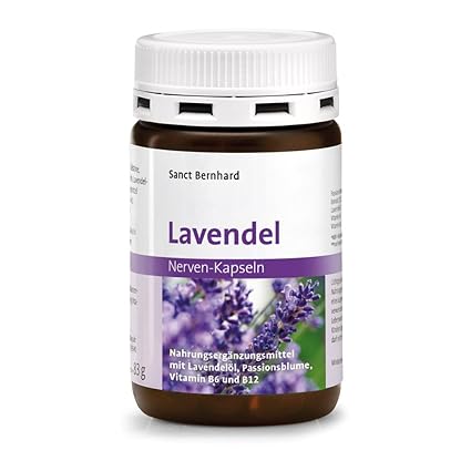 Sanct Bernhard Lavendel Nerven-Kapseln mit Passionsblumen-Extrakt, Lavendelöl, Vitamin B6 und B12, Inhalt 120 Kapseln