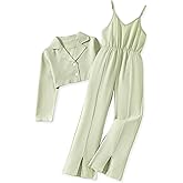 HIHA Girls Sleeveless Jumpsuit with Long Sleeve Cropped Blazer Size 6-12