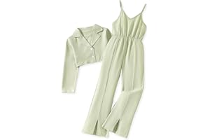 HIHA Girls Sleeveless Jumpsuit with Long Sleeve Cropped Blazer Size 6-12