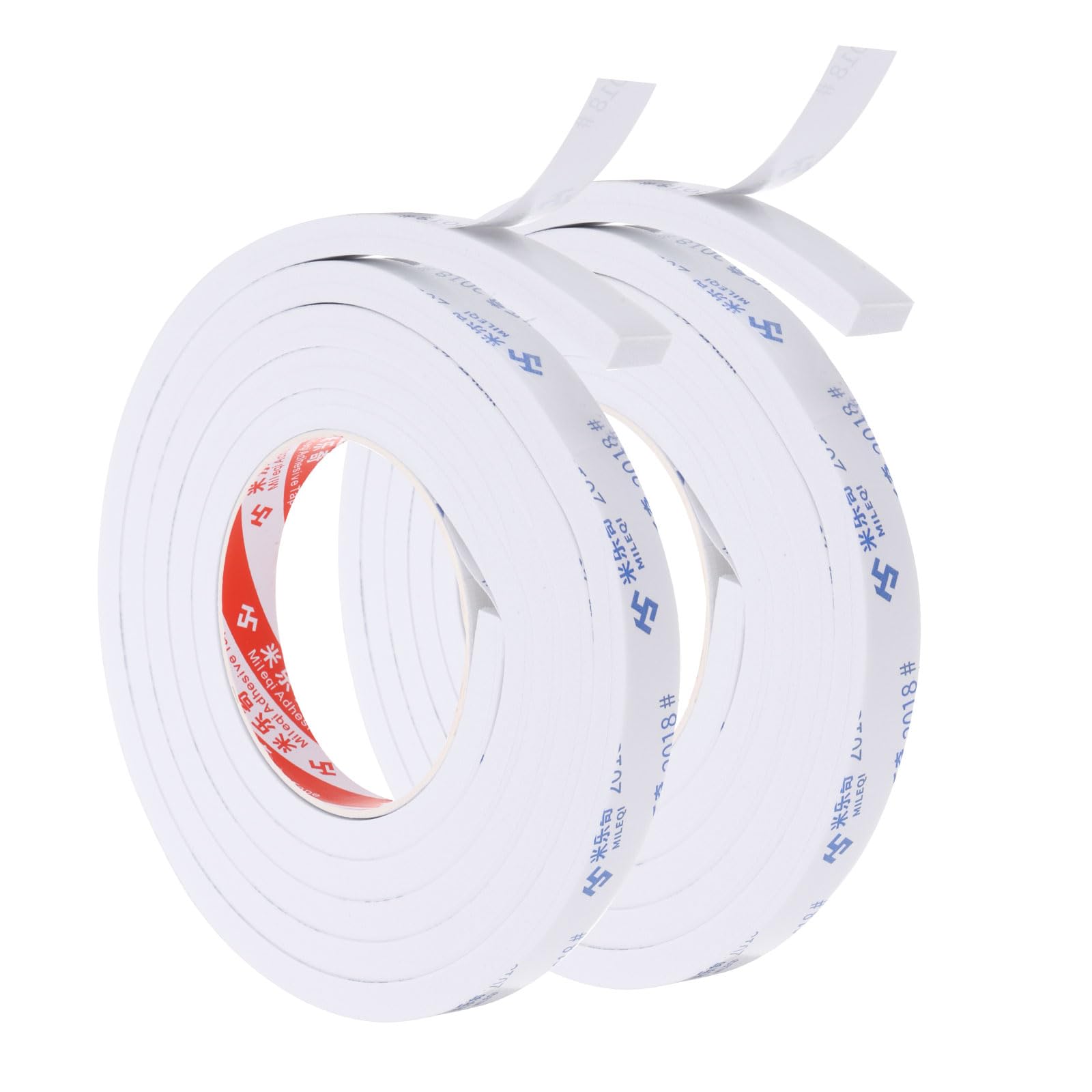 PATIKIL 2m/6.6ft Sealing Foam Tape, 2 Pack 1.5cm Wide 8mm Thick Single Sided Weather Stripping Door Seal Strip for Window Door Insulation, White