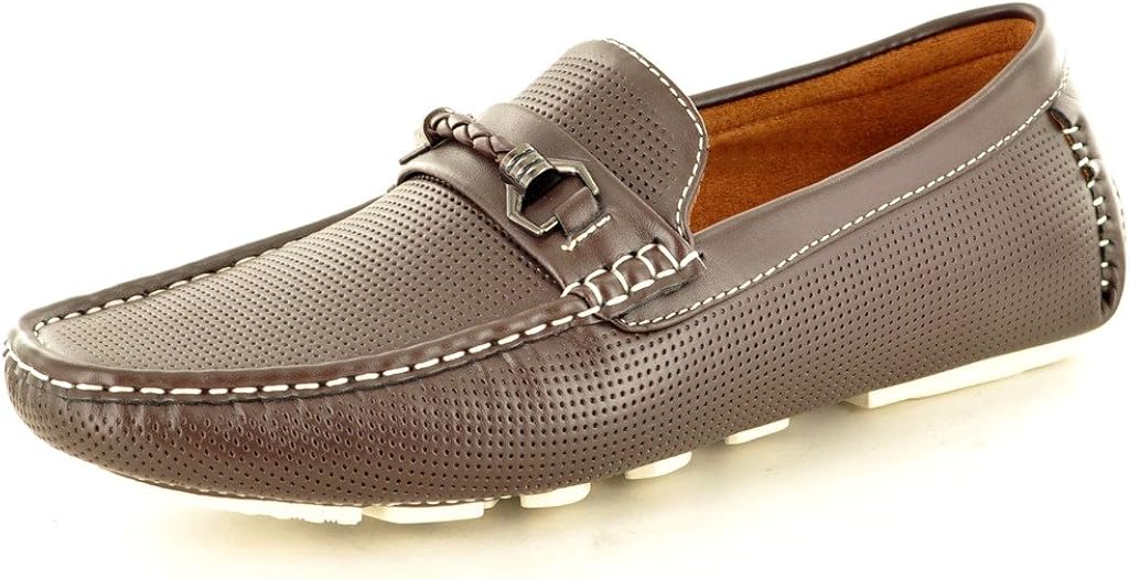 New Men's Perforated Brown Casual Loafers Moccasins Slip on Driving