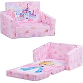 decalsweet Foldable Kids Sofas Couch 2 in 1 Children Convertible Sofa to Lounger Flip Open Toddlers Sofa Bed