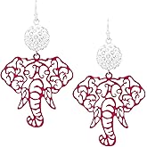 Rosemarie & Jubalee Women's Alabama College Football Crimson Elephants Dangle Earrings, 2.5"