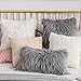 LANANAS Luxury Soft Plush Faux Fur Throw Pillow Covers for Couch Decorative Mongolian Fur Throw Pillow Covers (12''X20'', Grey)
