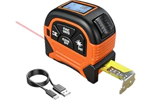 ansigtny 2-in-1 Laser Tape Measure, 197Ft Rechargeable Digital Laser Measurement Tool & 16Ft Tape Measurer with LCD Backlight