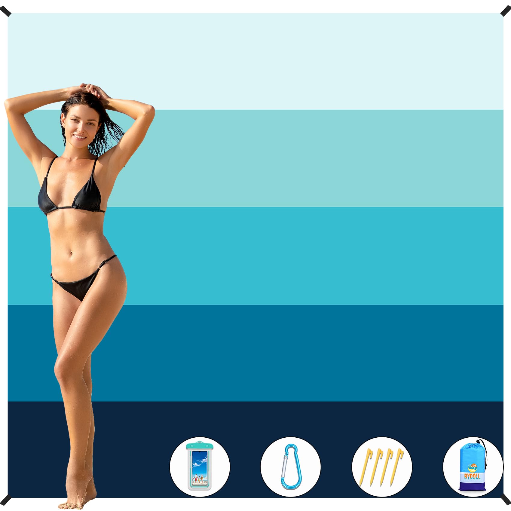 Photo 1 of BYDOLL Beach Blanket 78''X81'' Waterproof Sandproof Suits1-4 Adults Oversized Lightweight Large Blanket Picnic Mat for Beach Sand Free Travel Camping Hiking Picnic