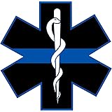 Evan Decals Star Of Life EMS Thin Blue Line Style Window Decal Vinyl Sticker 4"
