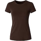 JSCEND Women's Crewneck Short Sleeve Slim Fitted T-Shirt Solid Basic Tee Stretchy Casual Top