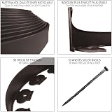 VOUNOT Lawn Edging 20m with 60 Pegs Brown 4mm Thick Flexible Border Kit view 4