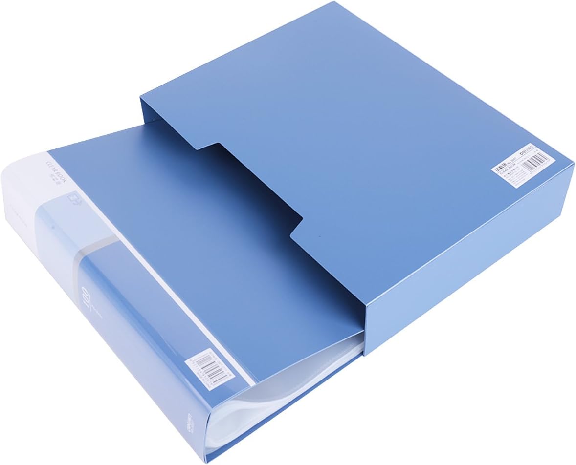100-Pocket Business A4 Sheet Presentation Book, 200-Page Capacity for A4 and Letter Size Inserts File-N-View Presentation Display Book (Blue 100) : Office Products