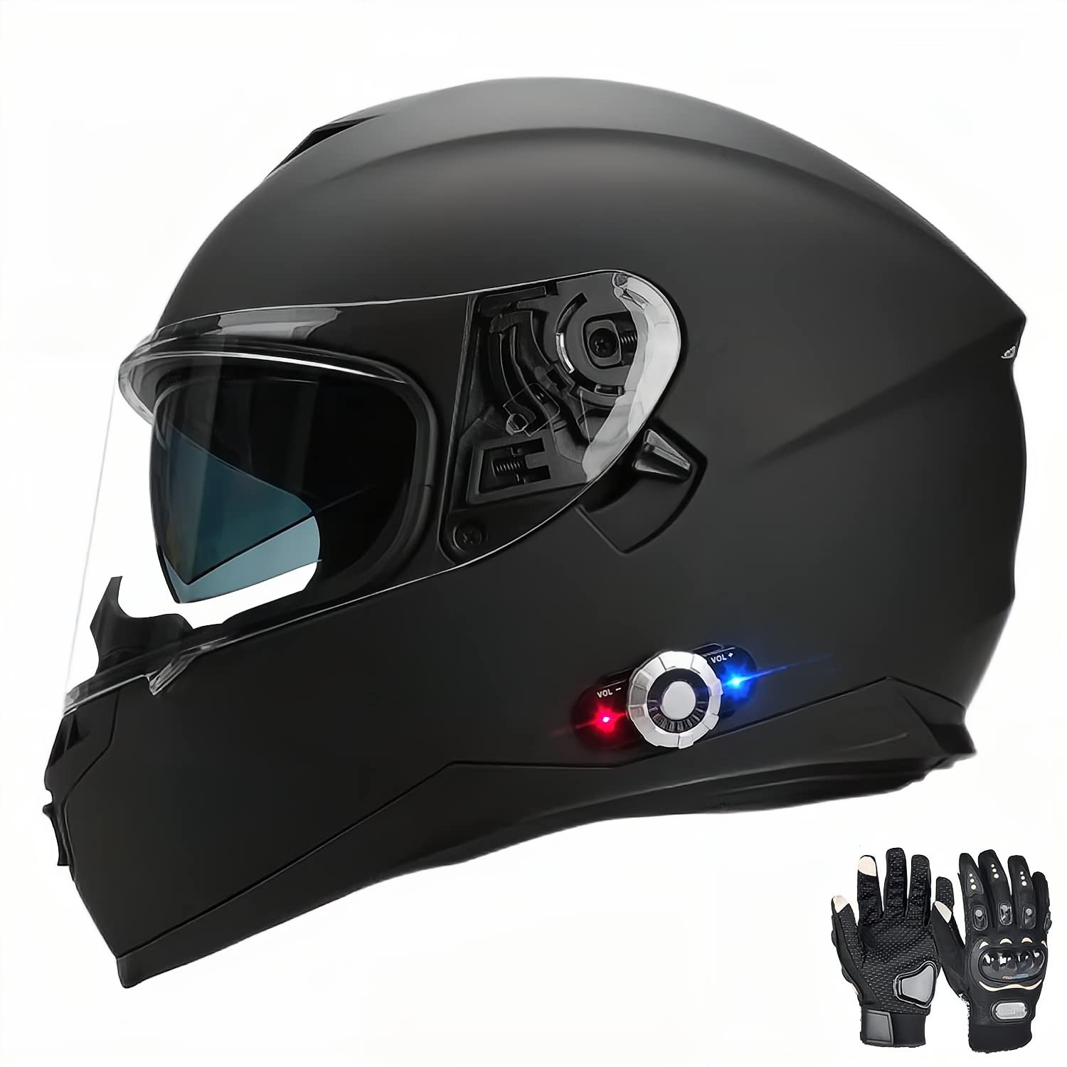 Used Like New/ Very Good FreedConn BM12 Full Face Bluetooth Integrated Motorcycle Helmet Dual Visor 2 Riders Intercom Hands-Free ( Matte Black, XL)