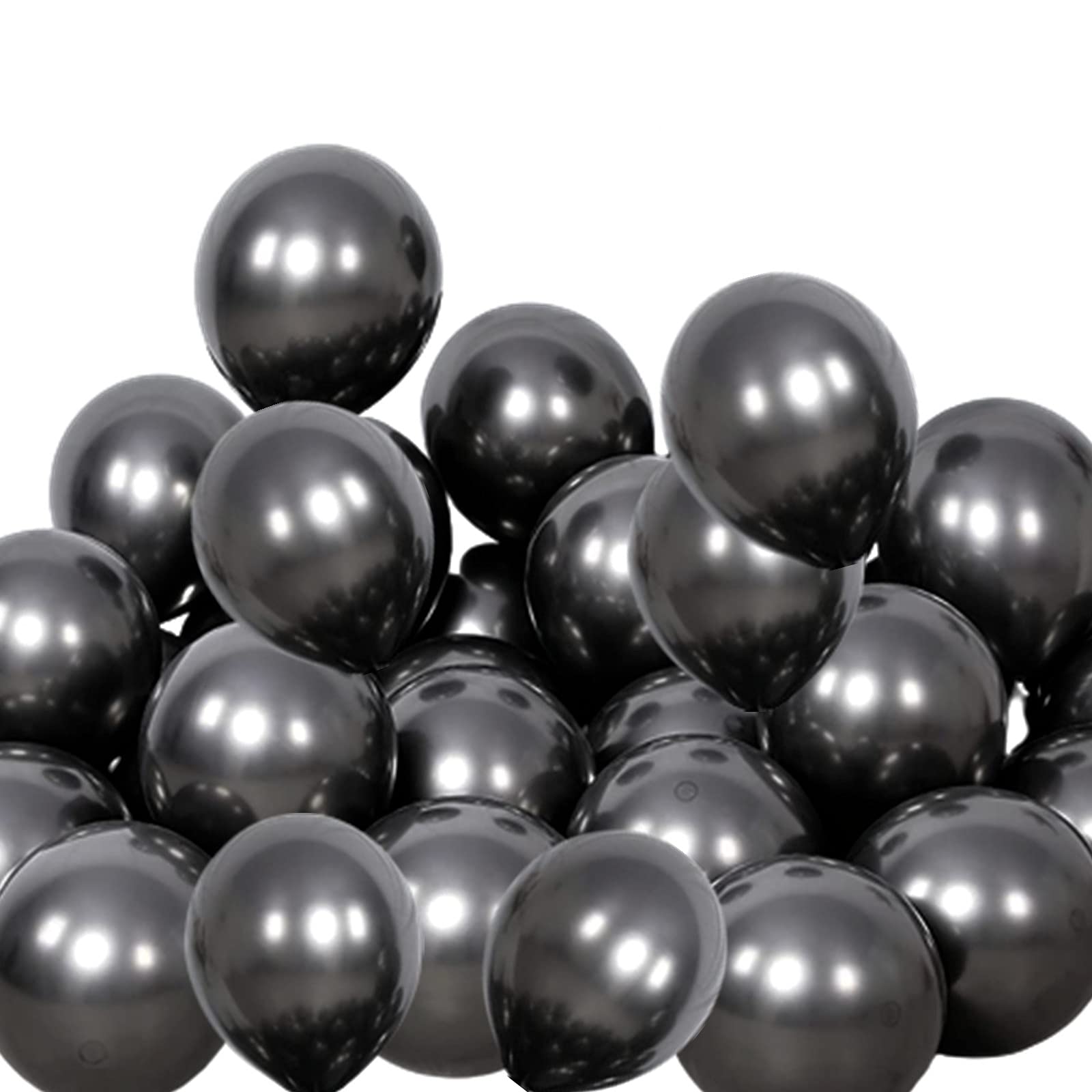 100 Pcs 5 Inch Mini Metallic Black Balloons - Romantic Chrome Balloons for Baby Shower, Birthday, Wedding, Engagement, Anniversary & Festival Decorations