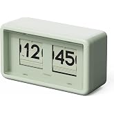 mooas Newtro Flip Desk Clock, Battery Powered, Wall/Desk (Olive) | Retro Design Auto Flip, Automatic Turning Vintage Flip, AM/PM, Home Decor Ideal for Home Office Living Room Hotel Caf&eacute;